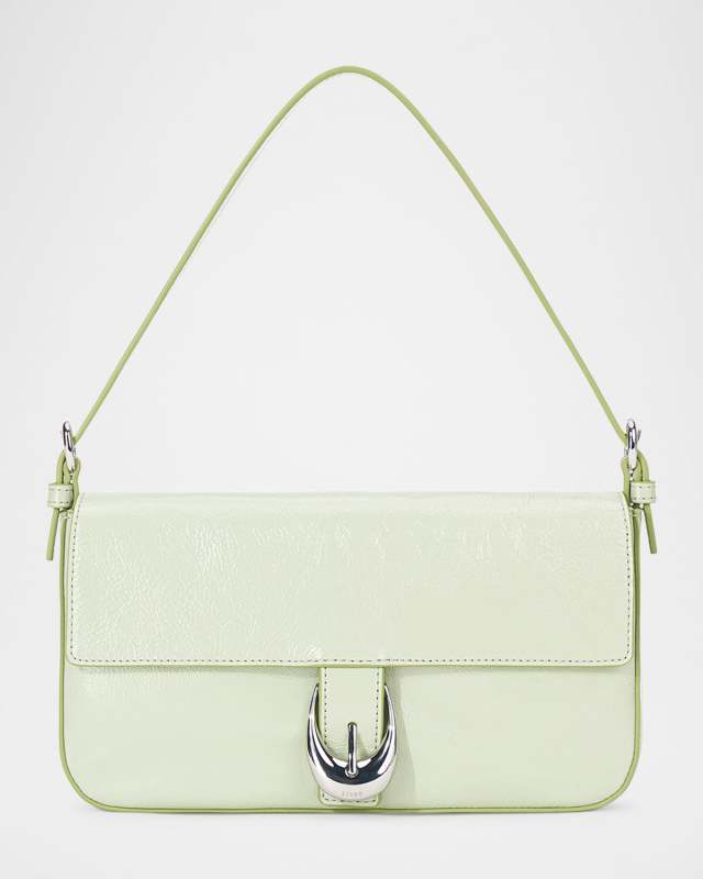 Harlow Buckle Crinkled Leather Shoulder Bag